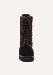 AW23 COMBAT BOOTS FAUX FUR BLACK
