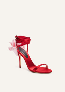 AW23 FLOWER SHOES SATIN RED PINK 11