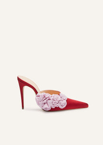 AW23 HIGH MULES SATIN RED PATCH PINK