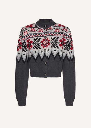AW23 KNITWEAR 12 CARDIGAN GREY PRINT