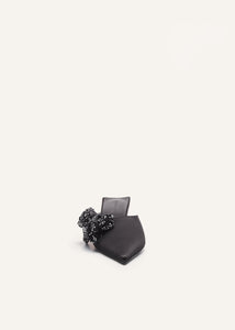 AW23 LOW MULES SATIN BLACK PATCH CRYSTALS