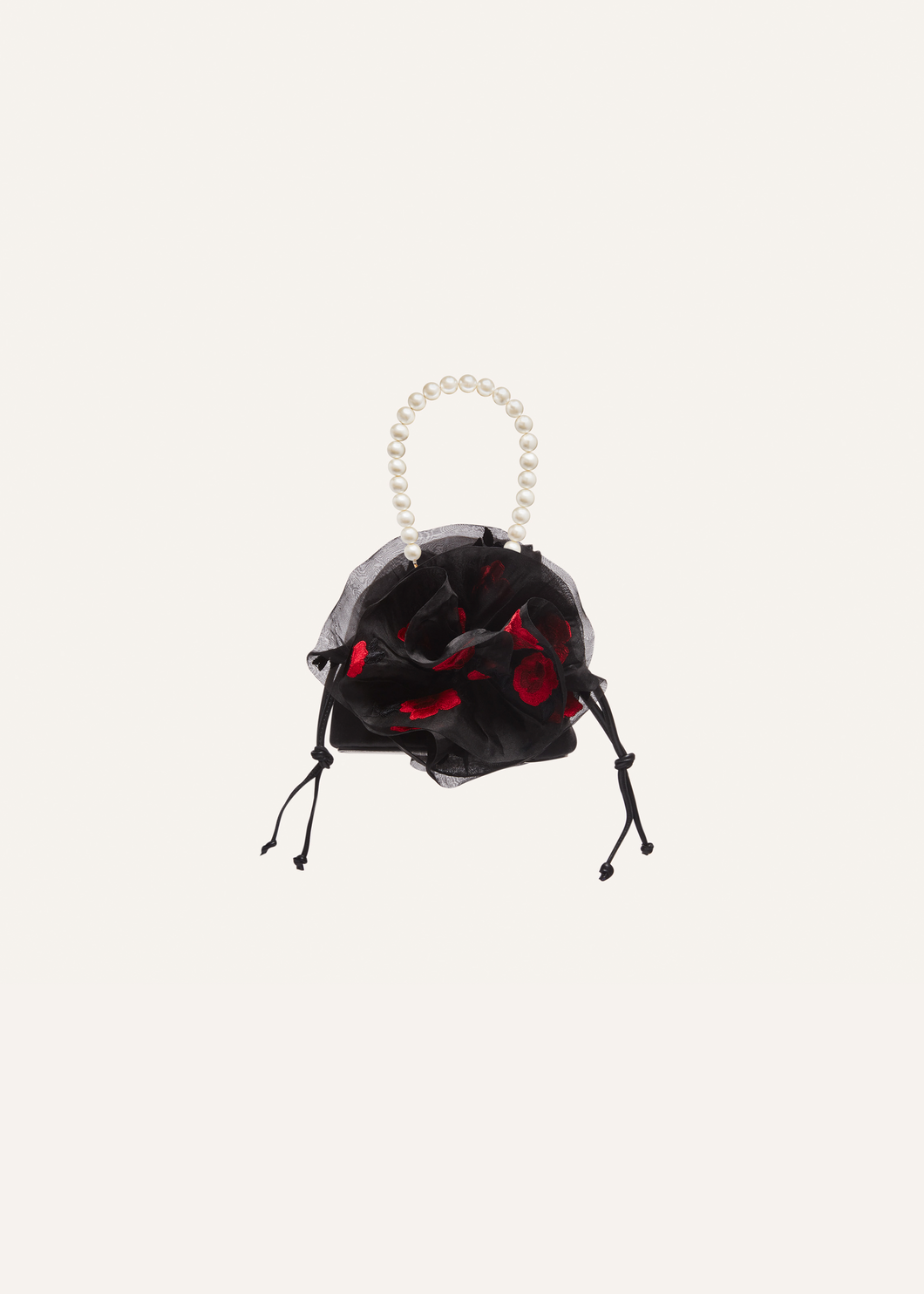Pearl Magda bag in black floral embroidery