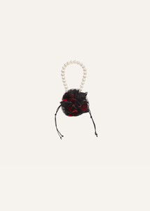 Small pearl Magda bag in black floral embroidery