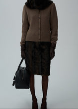 Load image into Gallery viewer, AW24 SKIRT 01 BROWN FAUX FUR
