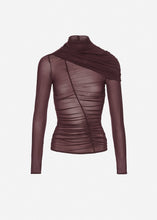 Load image into Gallery viewer, Ruched cape-effect top in burgundy
