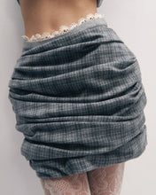 Load image into Gallery viewer, Hip pad draped skirt in grey check
