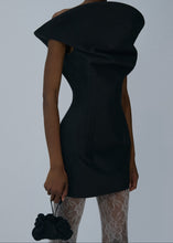 Load image into Gallery viewer, Sculpted cotton mini dress in black
