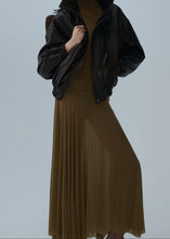 Load image into Gallery viewer, High-neck cupro maxi dress in beige
