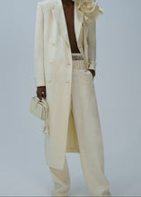 Load image into Gallery viewer, Double breasted flower appliqué coat in cream
