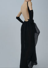Load image into Gallery viewer, Sheer silk sculptural maxi skirt in black
