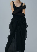 Load image into Gallery viewer, Sheer silk sculptural maxi skirt in black
