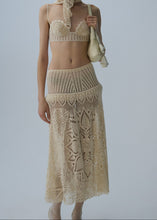 Load image into Gallery viewer, Lace crochet drop-waist skirt in cream
