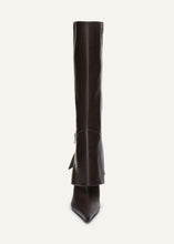 Load image into Gallery viewer, Exposed zipper boots in brown leather
