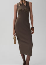 Load image into Gallery viewer, Crochet bra cotton tank dress in khaki
