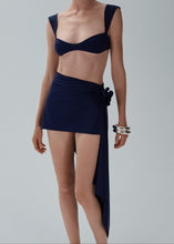 Load image into Gallery viewer, Retro bustier swim top in navy
