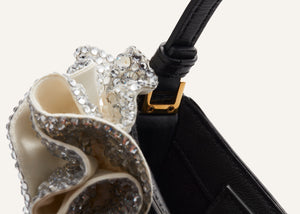 MICRO VESNA BLACK SATIN WITH CREAM CRYSTALS