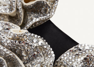 MICRO VESNA BLACK SATIN WITH CREAM CRYSTALS