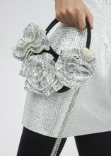 Load image into Gallery viewer, MICRO VESNA BLACK SATIN WITH CREAM CRYSTALS
