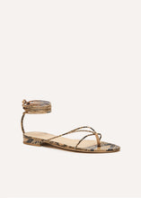 Load image into Gallery viewer, Flat strappy sandals in roccia snake leather
