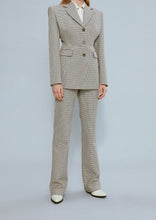 Load image into Gallery viewer, Wool and cotton straight leg pants in beige check
