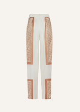 Load image into Gallery viewer, Silk 2-tone scarf print pants in beige logo print
