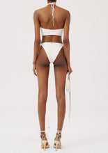 Load image into Gallery viewer, Crisscross bandeau swim top in cream

