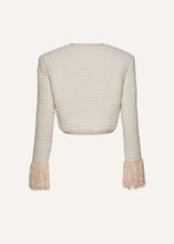 Load image into Gallery viewer, Chenille crochet fringe blazer in cream
