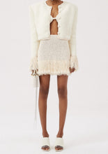 Load image into Gallery viewer, Chenille crochet fringe blazer in cream
