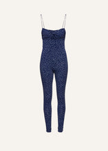 Load image into Gallery viewer, Skinny bustier jumpsuit in navy dots
