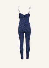 Load image into Gallery viewer, Skinny bustier jumpsuit in navy dots
