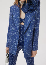 Load image into Gallery viewer, Skinny bustier jumpsuit in navy dots
