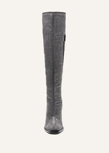 Load image into Gallery viewer, Knee high boots in black diamante crystals
