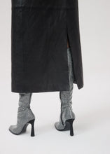 Load image into Gallery viewer, Knee high boots in black diamante crystals

