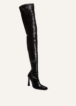 Load image into Gallery viewer, Thigh high boots in black patent leather
