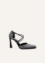Load image into Gallery viewer, PF22 RETRO SHOES SATIN STRASS BLACK
