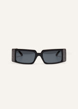 Load image into Gallery viewer, Vintage rectangle sunglasses in black crystals
