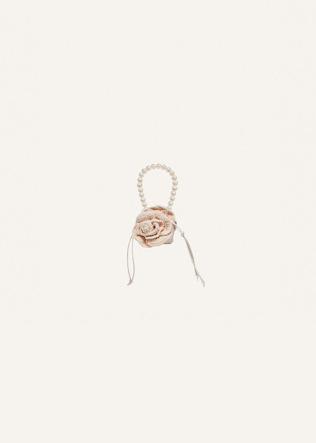 Micro pearl Magda bag in cream crochet