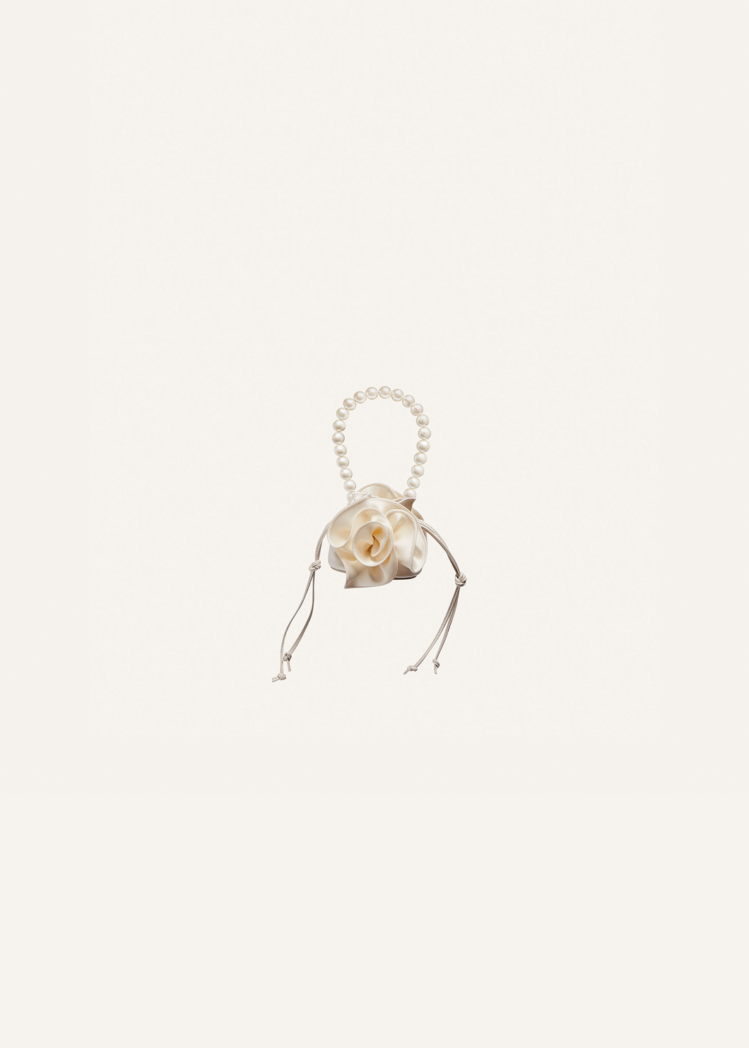 Micro pearl Magda bag in cream satin