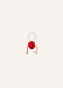Micro pearl Magda bag in red crochet