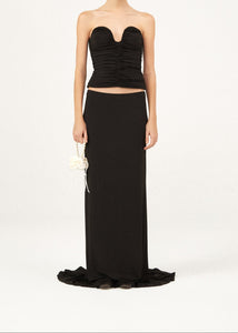 Low waist maxi skirt in brown