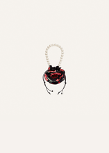 Load image into Gallery viewer, Small pearl Magda bag in black floral print
