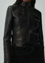 Load image into Gallery viewer, Leather racing jacket in black
