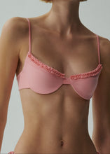 Load image into Gallery viewer, Frilled demi swim bra in pink
