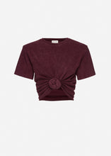 Load image into Gallery viewer, Knotted ribbed t-shirt in vintage burgundy
