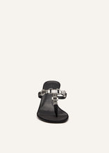 Load image into Gallery viewer, RE23 CRYSTAL THONG BLACK SATIN
