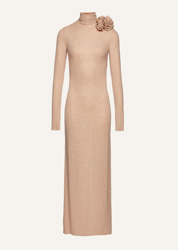 RE23 DRESS 08 BEIGE CRYSTALS