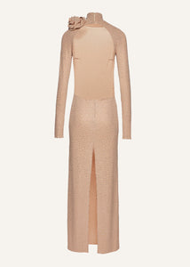 RE23 DRESS 08 BEIGE CRYSTALS
