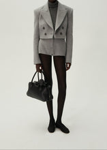Load image into Gallery viewer, Cropped double breasted blazer in grey
