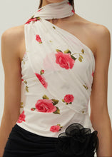Load image into Gallery viewer, Jersey wrap neck top in cream print
