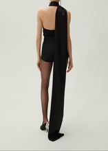 Load image into Gallery viewer, Silk wrap neck top in black
